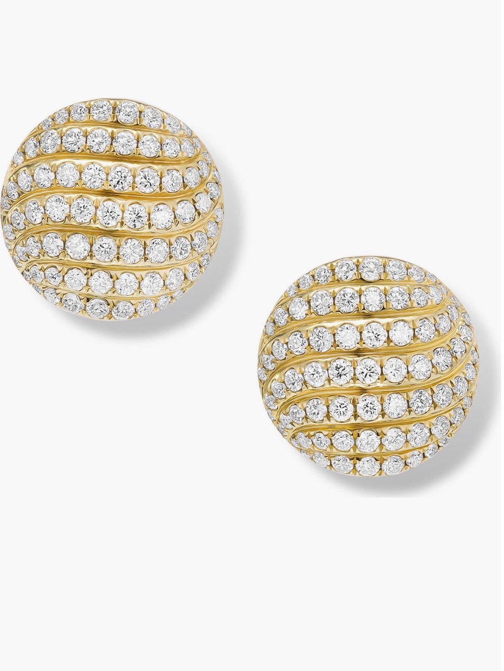 David Yurman sculpted cable pave diamond .Gold-Tone Crystal Pave Dome Earrings